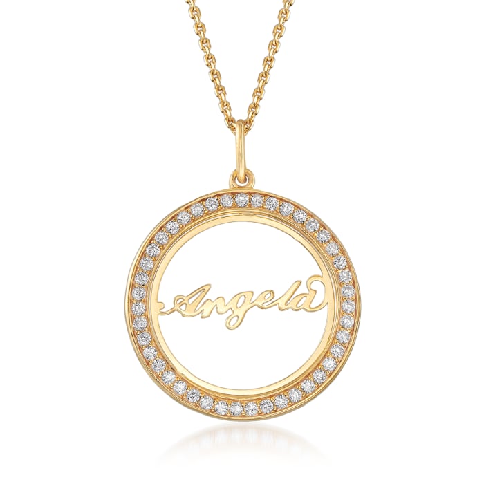 .40 ct. t.w. CZ Personalized Name Pendant Necklace in 18kt Yellow Gold Over Sterling Silver