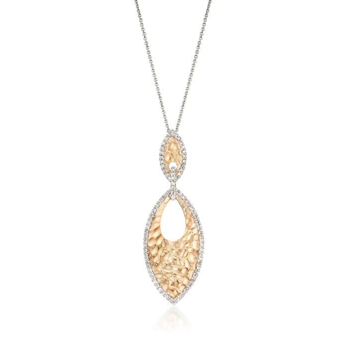 .52 ct. t.w. Diamond Marquise Texture Pendant Necklace in 14kt Two-Tone Gold