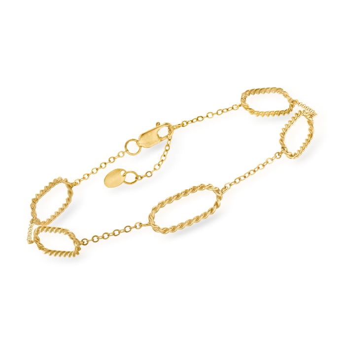 14kt Yellow Gold Twisted Paper Clip Link Bracelet