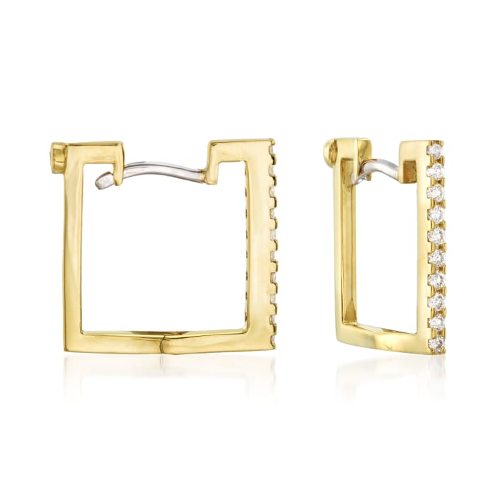 Roberto Coin .19 ct. t.w. Diamond Square Hoop Earrings in 18kt Yellow Gold