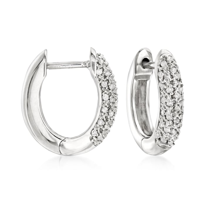 .25 ct. t.w. Pave Diamond Hoop Earrings in Sterling Silver