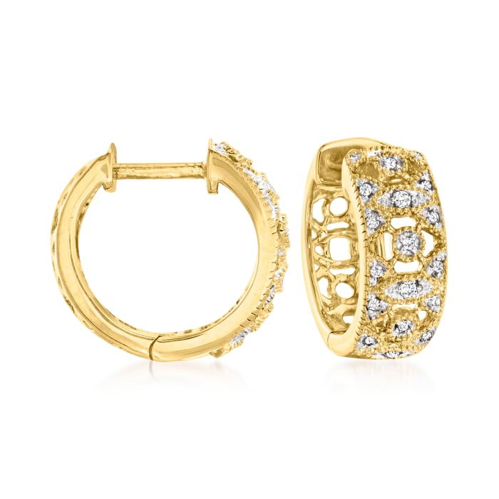 .10 ct. t.w. Diamond Hoop Earrings in 18kt Gold Over Sterling