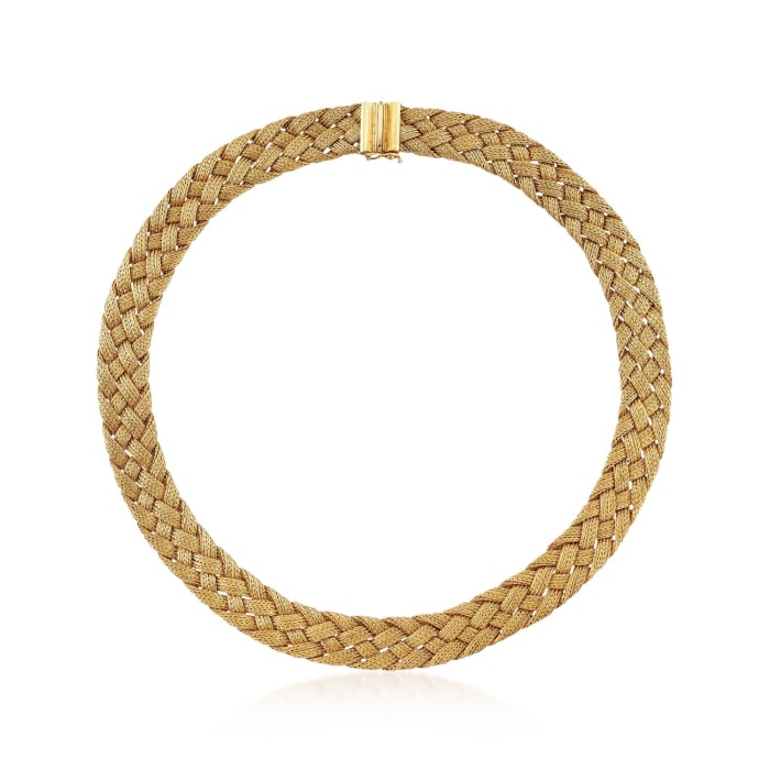 C. 1960 Vintage 18kt Yellow Gold Basketweave Necklace