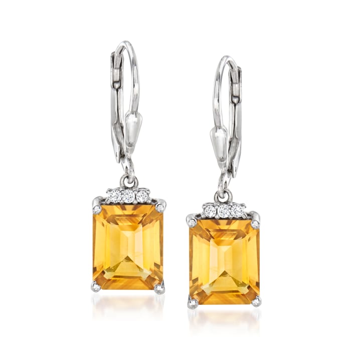 5.25 ct. t.w. Citrine and .10 ct. t.w. White Topaz Drop Earrings in Sterling Silver