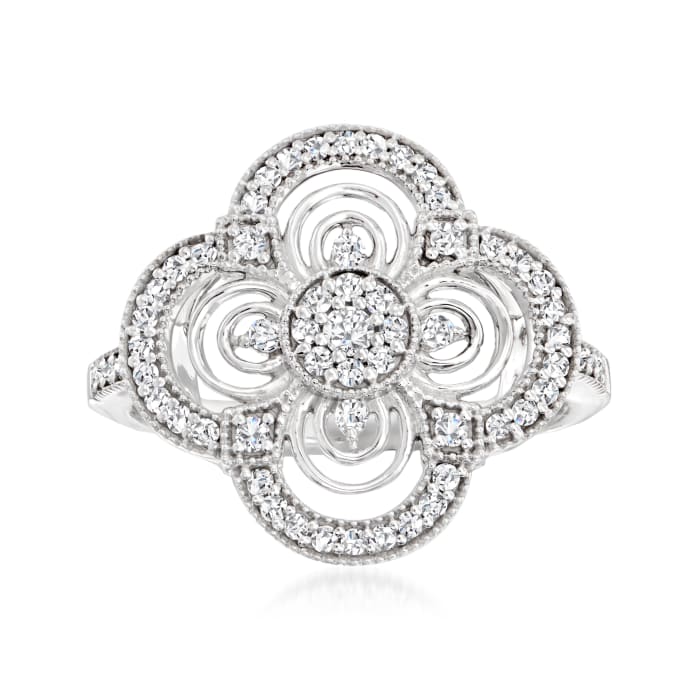 .42 ct. t.w. Diamond Floral Cluster Ring in Sterling Silver