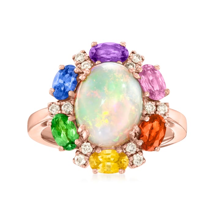 Le Vian &quot;Creme Brulee&quot; Neopolitan Opal Ring with 1.10 ct. t.w. Multi-Gemstones and .17 ct. t.w. Nude Diamonds in 14kt Strawberry Gold