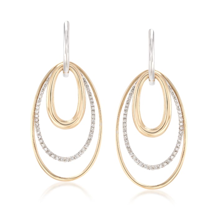 .50 ct. t.w. Diamond Multi-Oval Hoop Drop Earrings in 14kt Two-Tone Gold