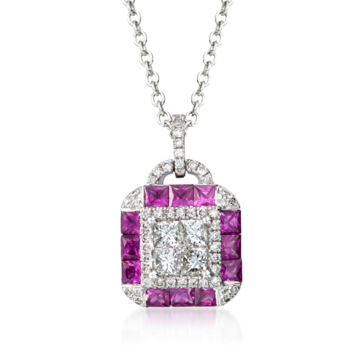 Gregg Ruth .97 ct. t.w. Ruby and .58 ct. t.w. Diamond Necklace in 18kt White Gold