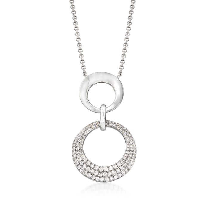 .50 ct. t.w. CZ Interlocking Circle Drop Necklace in Sterling Silver