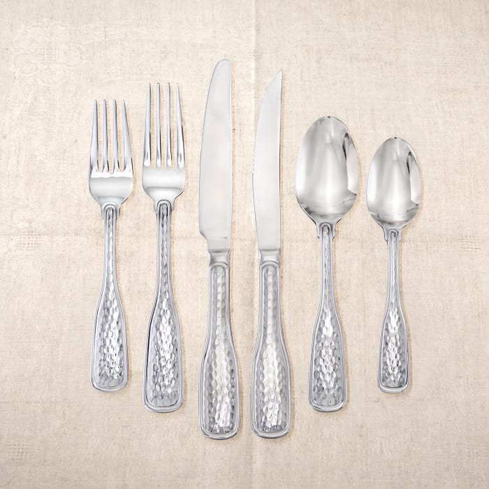 Studio Silversmiths &quot;Classic Hammered&quot; Stainless Steel Flatware