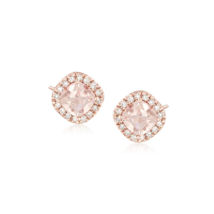 1.00 ct. t.w. Morganite and .16 ct. t.w. Diamond Stud Earrings in 14kt Rose Gold