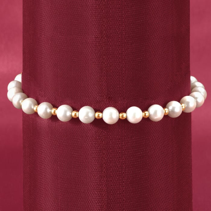 6-7mm Cultured Pearl Bracelet with 14kt Yellow Gold | Ross-Simons