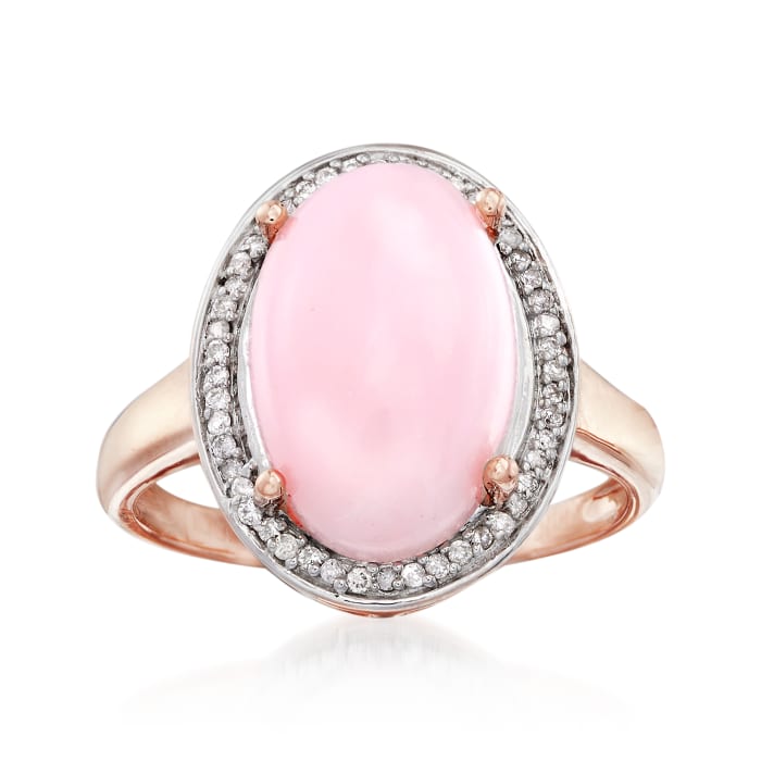 Pink Opal and .14 ct. t.w. Diamond Ring in 14kt Rose Gold