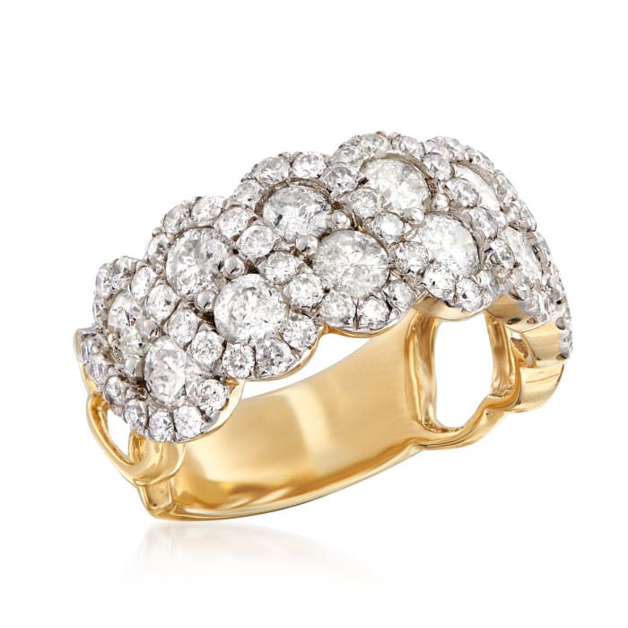 3.00 ct. t.w. Diamond Scalloped Ring in 14kt Yellow Gold | Ross-Simons