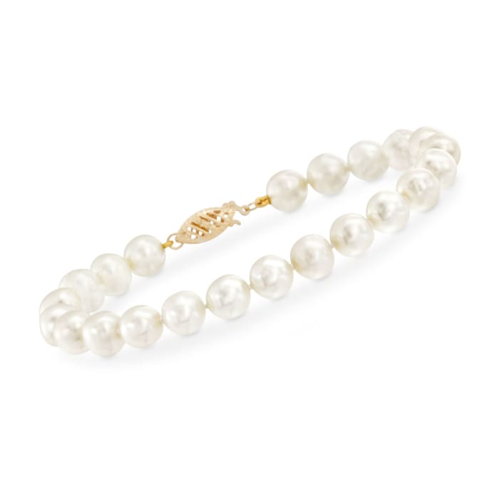 7-7.5mm Cultured Pearl Bracelet with 14kt Yellow Gold Clasp
