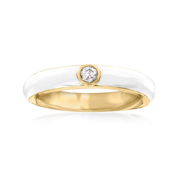 .10 Carat Diamond and White Enamel Ring in 18kt Gold Over Sterling
