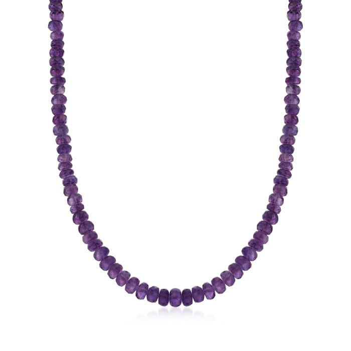 Amethyst Bead Necklace with Sterling Silver