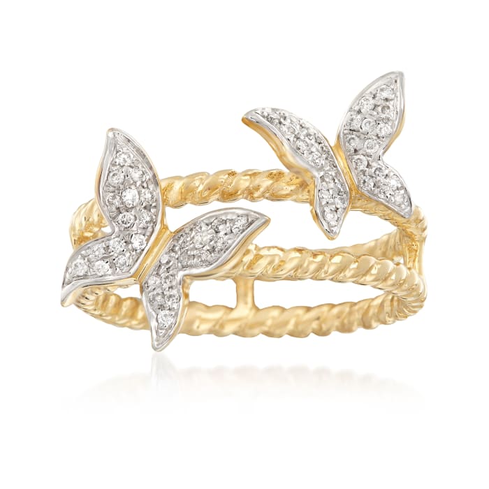 .20 ct. t.w. Diamond Butterfly Ring in 14kt Yellow Gold