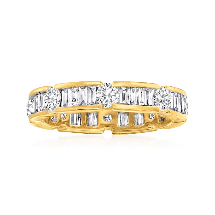 2.00 ct. t.w. Baguette and Round Diamond Eternity Band in 14kt Yellow Gold
