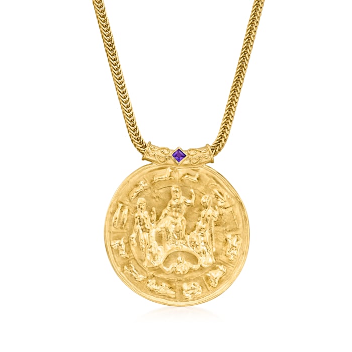 Italian Tagliamonte .20 Carat Amethyst Cameo-Style Pendant Necklace in 18kt Gold Over Sterling