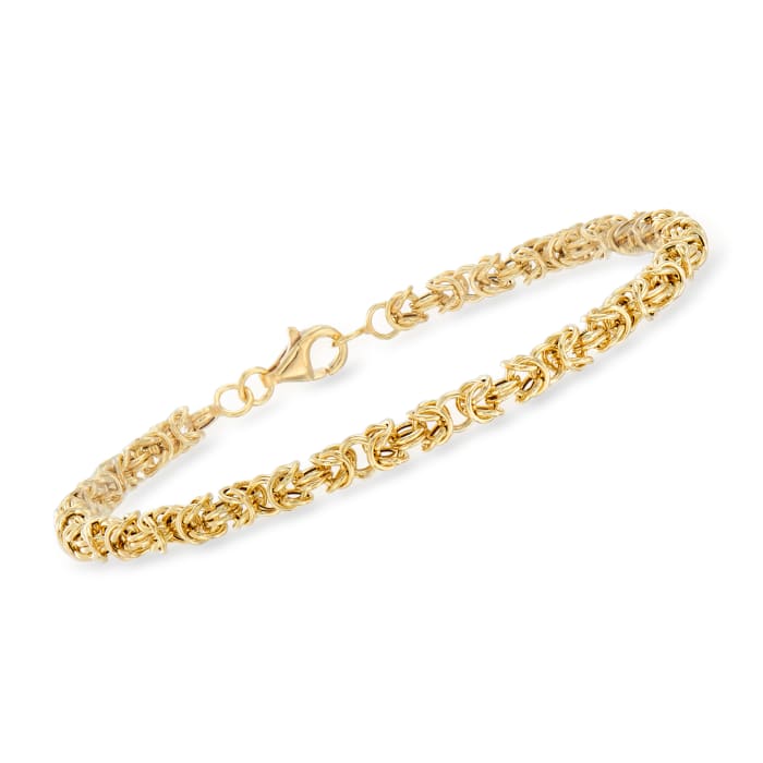 Italian 14kt Yellow Gold Byzantine Bracelet with Rolled Edges