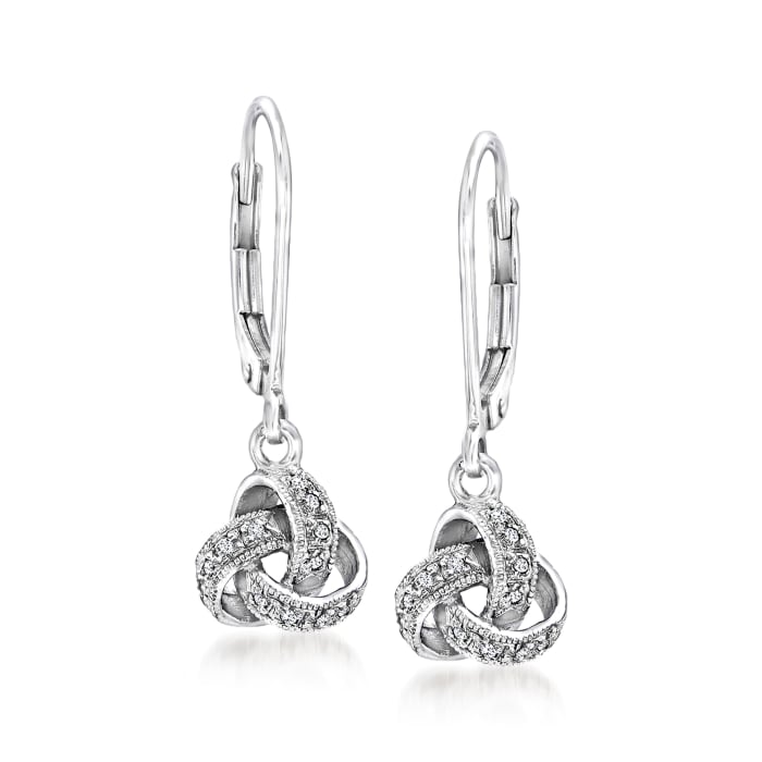 Diamond-Accented Love Knot Drop Earrings in Sterling Silver | Ross-Simons