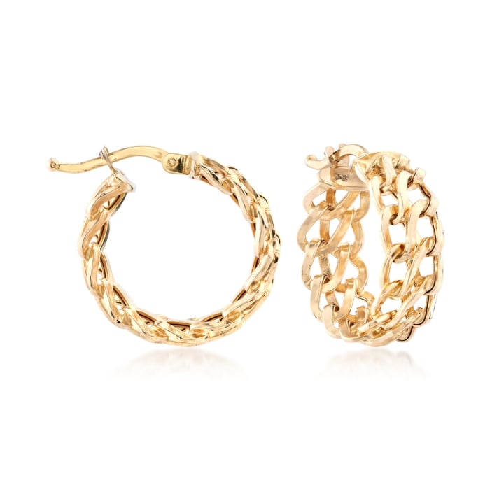 Italian 18kt Yellow Gold Double-Link Hoop Earrings