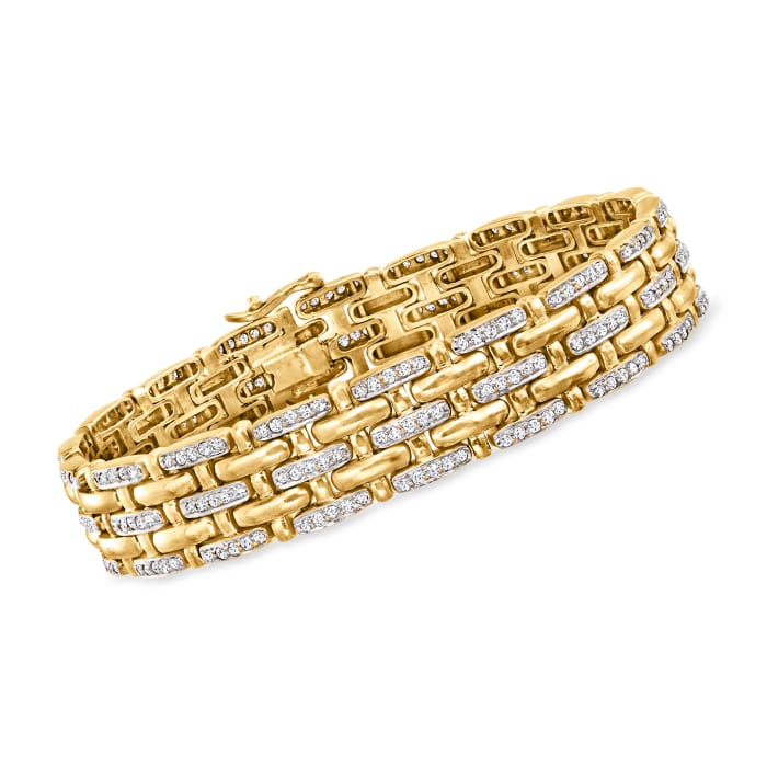 C. 1980 Vintage 4.00 ct. t.w. Diamond Basketweave Bracelet in 14kt Yellow Gold