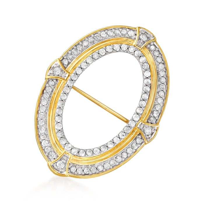 1.00 ct. t.w. Diamond Open-Oval Pin in 18kt Gold Over Sterling