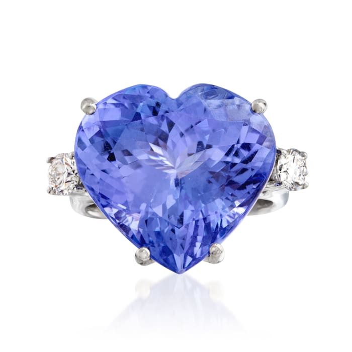 20.00 Carat Tanzanite and .55 ct. t.w. Diamond Ring in 18kt White Gold