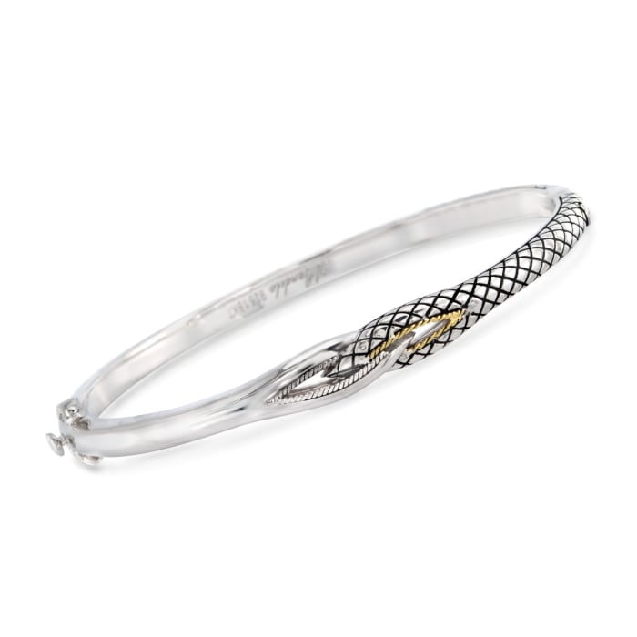 Andrea Candela &quot;Conexion&quot; Sterling Silver Bangle Bracelet with 18kt Yellow Gold