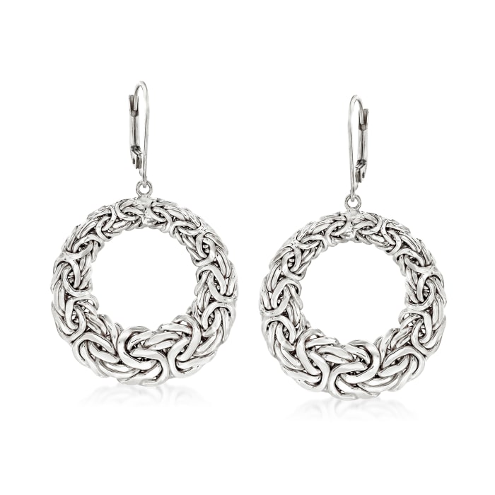 Sterling Silver Byzantine Open Circle Drop Earrings