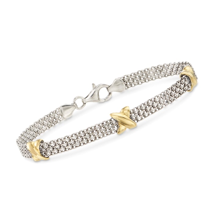 Sterling Silver and 14kt Yellow Gold Bismark-Link Bracelet