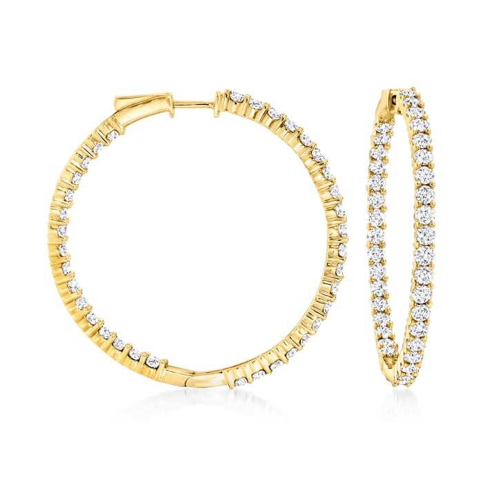 5.00 ct. t.w. Diamond Inside-Outside Hoop Earrings in 14kt Yellow Gold ...