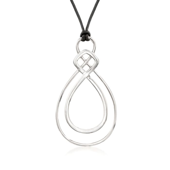 Zina Sterling Silver &quot;Infinity&quot; Pendant Necklace with Black Silk Cord