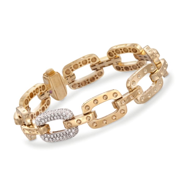 Roberto Coin &quot;Pois-Moi&quot; .90 ct. t.w. Diamond Dotted Link Bracelet in 18kt Yellow Gold