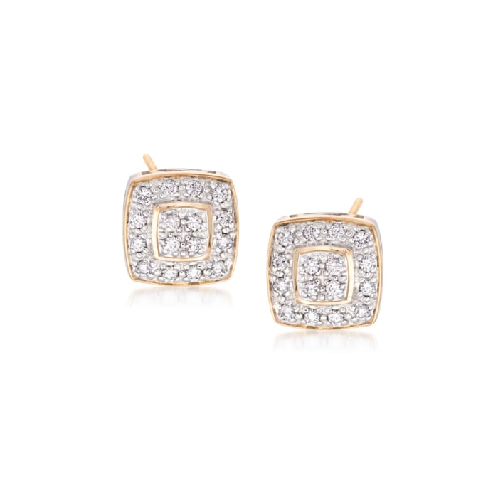 ALOR &quot;Classique&quot; .27 ct. t.w. Diamond Square Stud Earrings in 18kt Yellow Gold