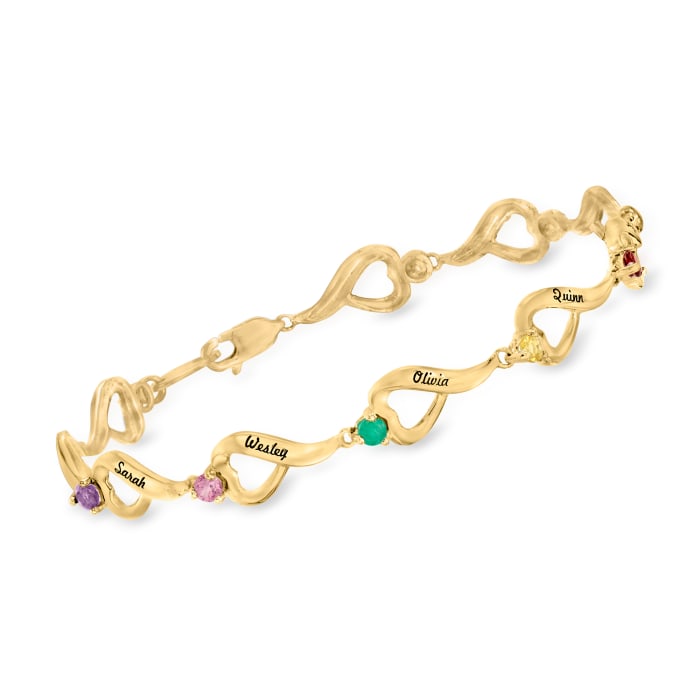 Personalized Link Bracelet - 3 to 10 Birthstones and Names