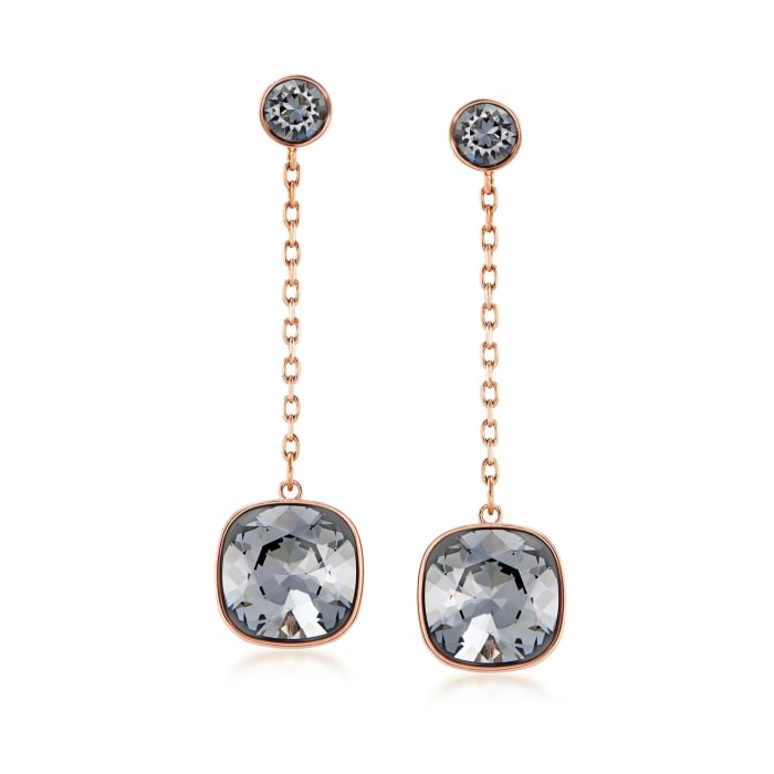 Swarovski Crystal &quot;Latitude&quot; Black Crystal Drop Earrings in Gold Plate