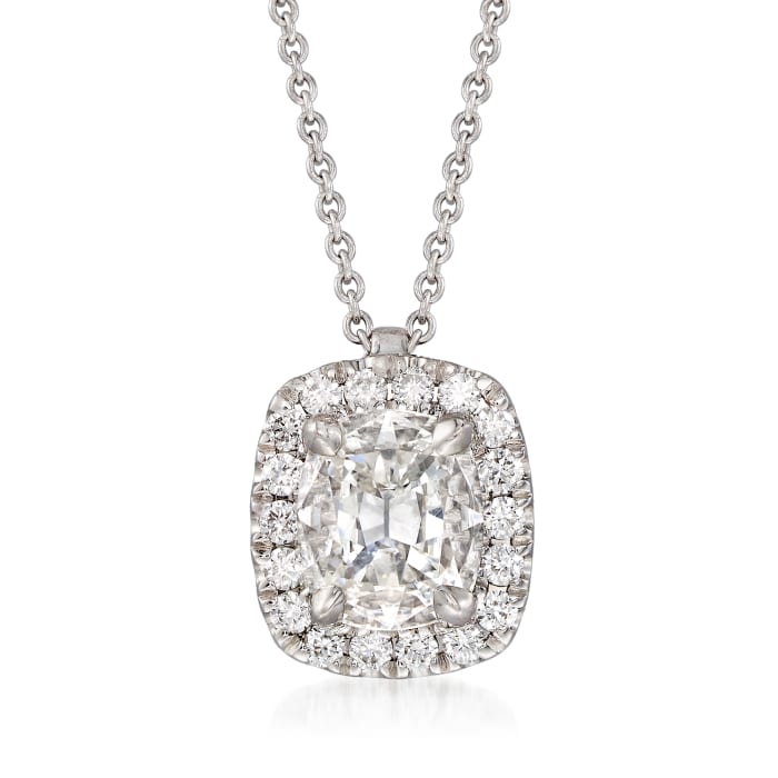 Henri Daussi 1.03 ct. t.w. Diamond Halo Necklace in 18kt White Gold