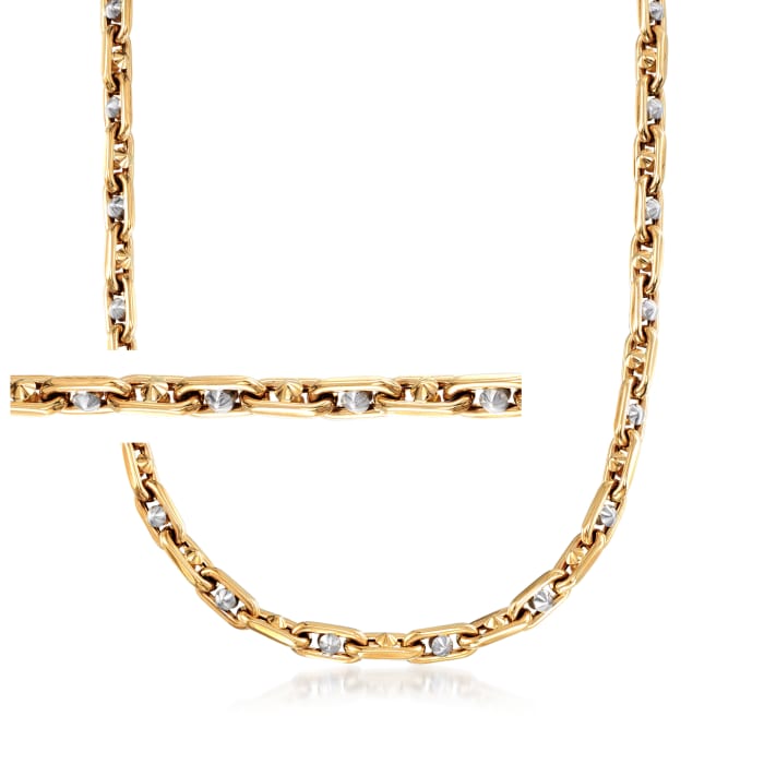 Men's 14kt Two-Tone Gold Oval-Link Chain Necklace