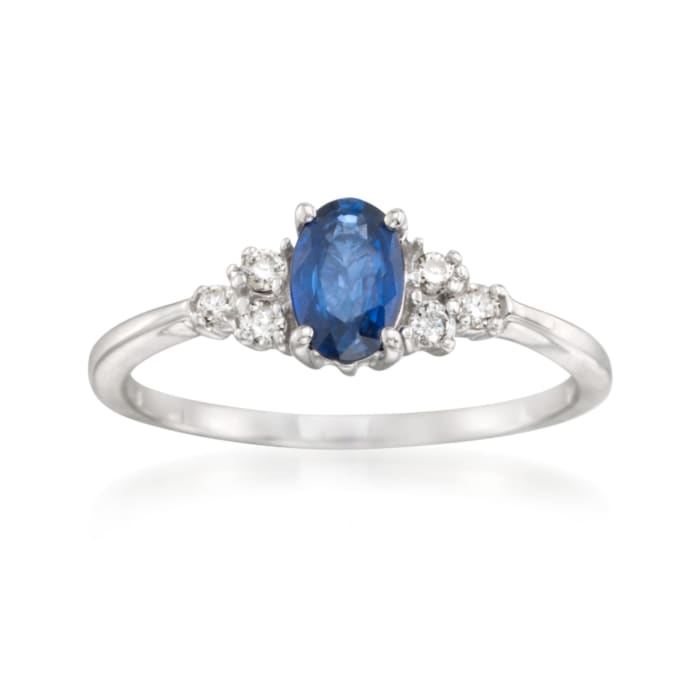 .60 Carat Sapphire and .10 ct. t.w. Diamond Ring in 14kt White Gold ...
