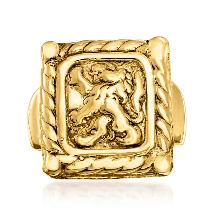 Italian 14kt Yellow Gold Crest-Style Lion Ring