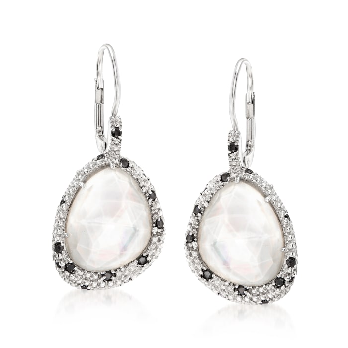 Phillip Gavriel &quot;Popcorn&quot; Mother-Of-Pearl and Rock Crystal Quartz Drop Earrings with .30 ct. t.w. Black Spinel in Sterling Silver 