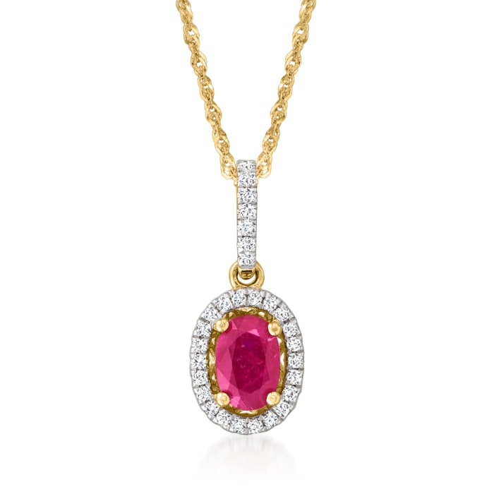 .60 Carat Ruby Pendant Necklace with .12 ct. t.w. Diamonds in 14kt Yellow Gold