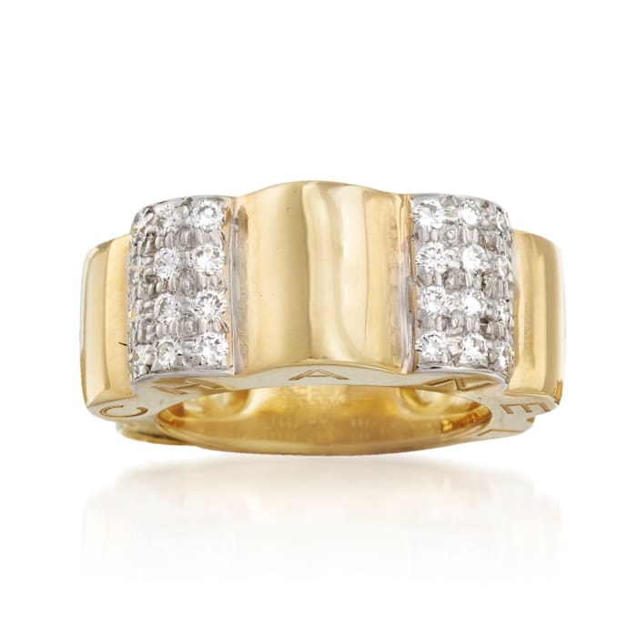 C. 2000 Vintage Chanel &quot;Profil De Camellia&quot; .65 ct. t.w. Diamond Ring in 18kt Yellow Gold