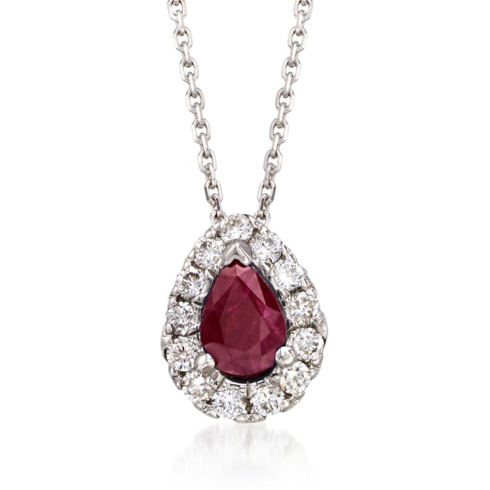 .80 Carat Ruby and .40 ct. t.w. Diamond Necklace in 14kt White Gold