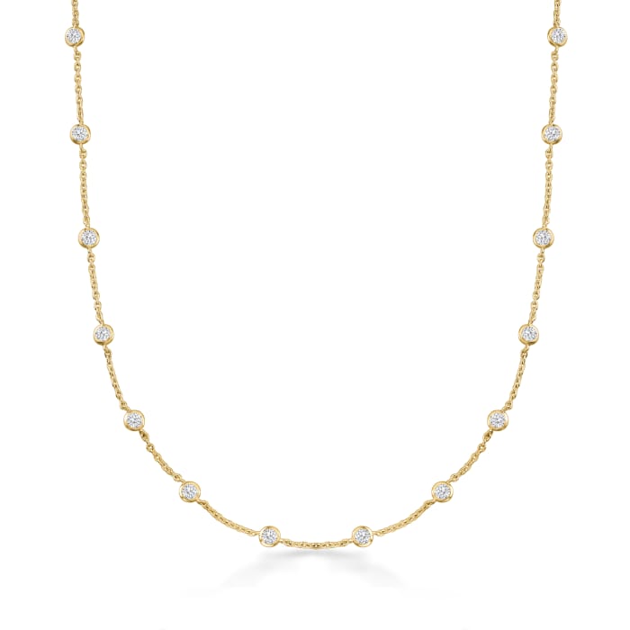 4.50 ct. t.w. CZ Station Necklace in 18kt Gold Over Sterling