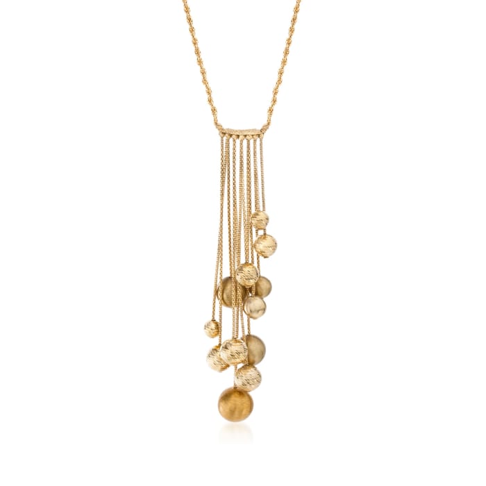 Italian 14kt Yellow Gold Beaded Tassel Necklace