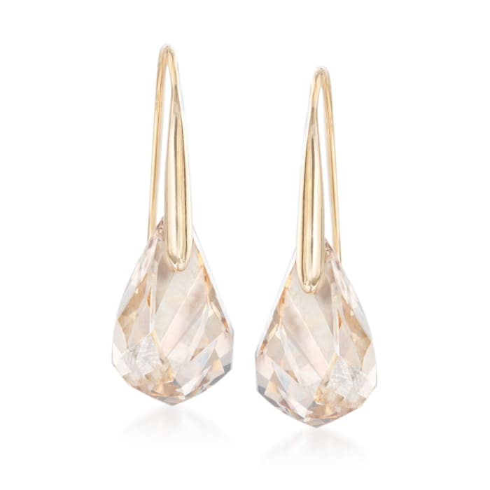 Swarovski Crystal &quot;Energic&quot; Golden Crystal Drop Earrings in Gold Plate
